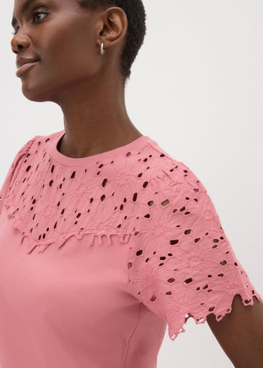 Dusty Pink Floral Lace T-Shirt