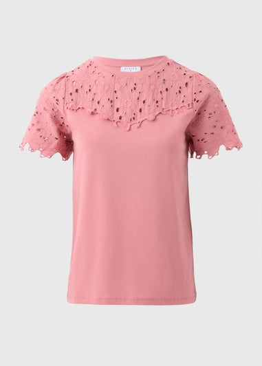 Dusty Pink Floral Lace T-Shirt