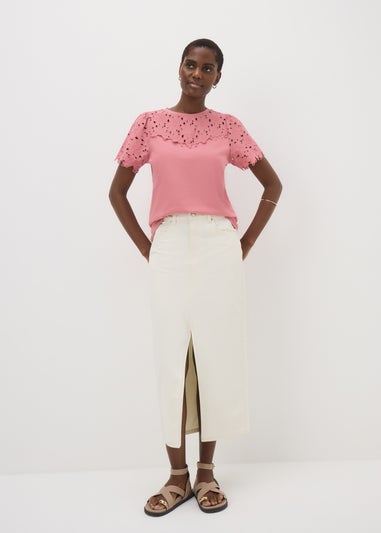 Dusty Pink Floral Lace T-Shirt
