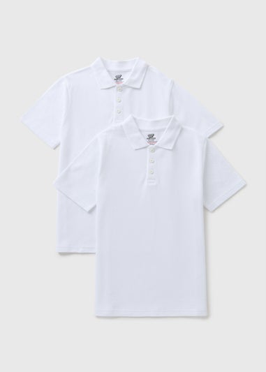 2 Pack Kids White Velcro Polo Shirts (4-12yrs)