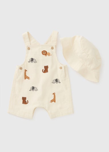 Baby Cream Safari Dungaree Set (Newborn-23mths)