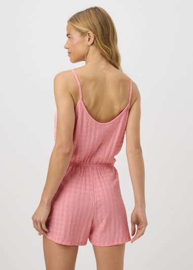 Peach Textured Playsuit