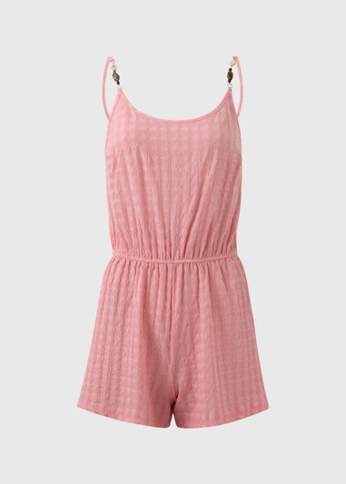 Peach Textured Playsuit