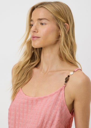 Peach Textured Playsuit