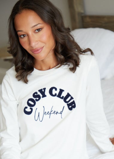 Threadbare Navy Cotton Long Sleeve Pyjama Set