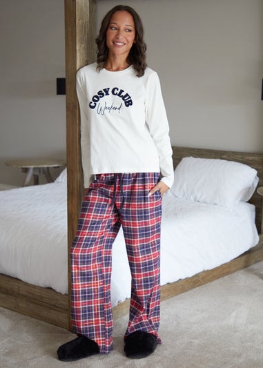 Threadbare Navy Cotton Long Sleeve Pyjama Set