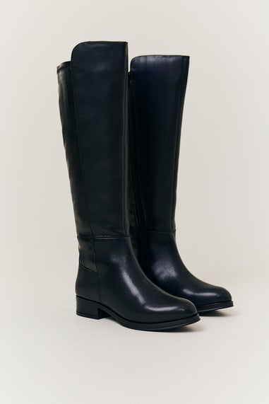 In The Style Black Flat Knee High Riding Boot in Wide Calf Width