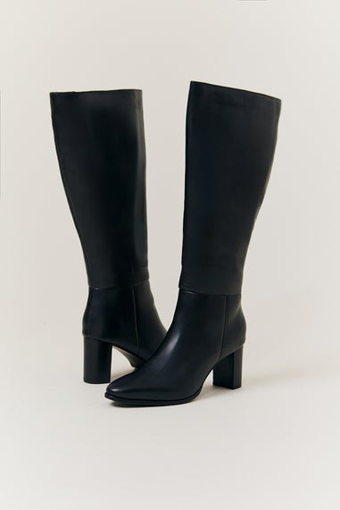 In The Style Black Heeled High Leg Boot in 3X Wide Calf Width