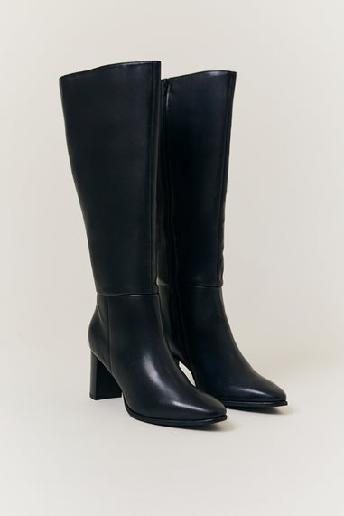 In The Style Black Heeled High Leg Boot in 3X Wide Calf Width