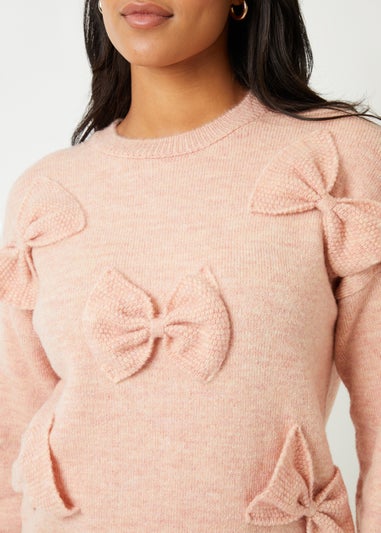 Threadbare Pink Bow Applique Knitted Jumper