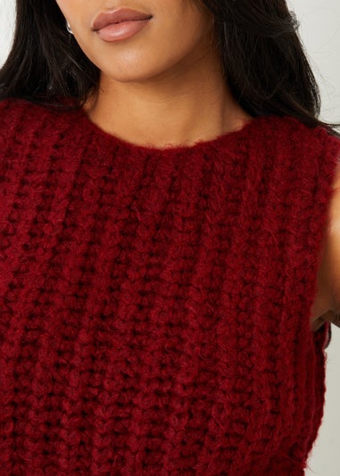 Threadbare Burgundy Chunky Knitted Vest