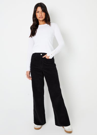 Threadbare Black Wide Leg Corduroy Jeans