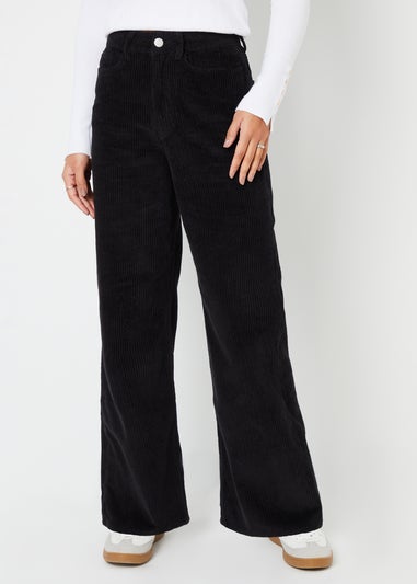 Threadbare Black Wide Leg Corduroy Jeans