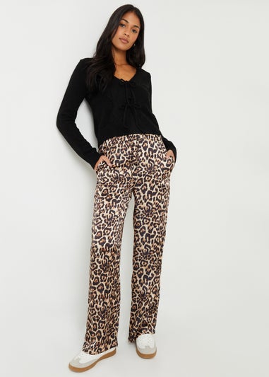 Threadbare Brown Wide Leg Satin Trousers