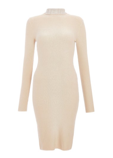 Quiz Stone Diamante Roll Neck Dress