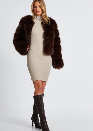 Quiz Stone Diamante Roll Neck Dress