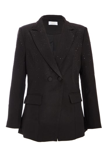 Quiz Black Petite Diamante Blazer