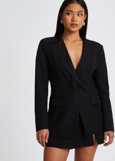 Quiz Black Petite Diamante Blazer