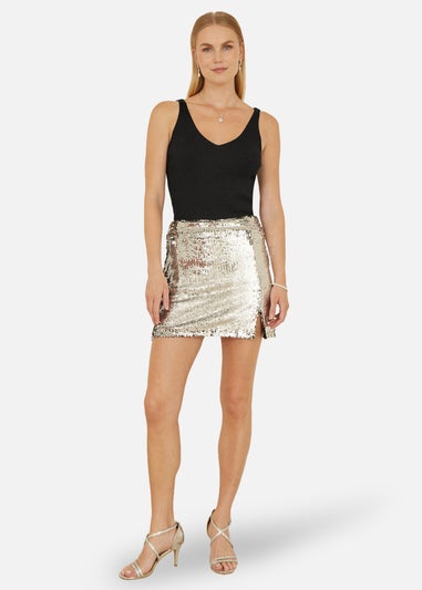 Yumi Metallic Rib Knitted Vest Top