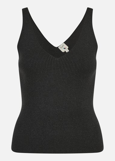 Yumi Metallic Rib Knitted Vest Top