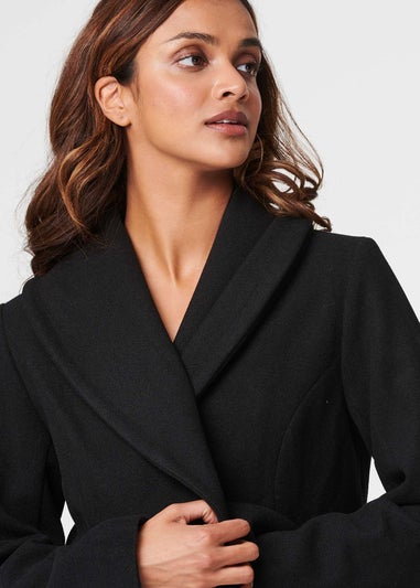 Izabel London Black Wrap Front Tie Waist Coat