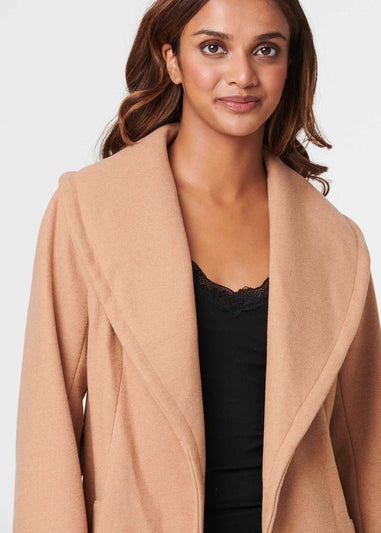 Izabel London Brown Wrap Front Tie Waist Coat