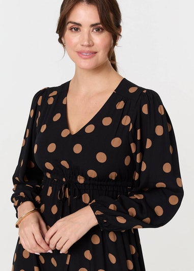 Izabel London Black Polka Dot Tie Empire Waist Maxi Dress