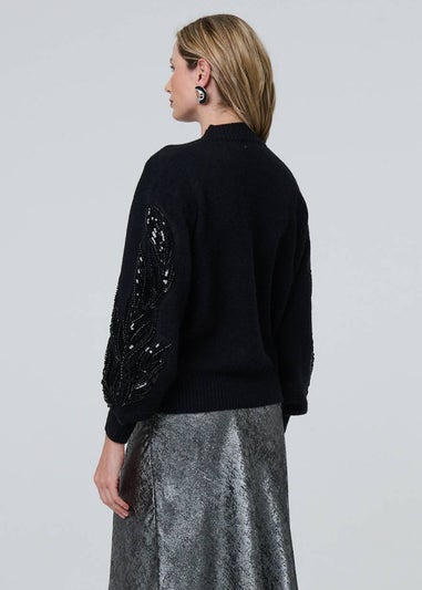 Izabel London Black Sequin Embellished Relaxed Jumper