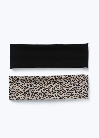 Muse 2 Pack Black & Animal Print Jersey Headband