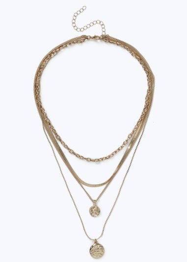 Muse Gold Coin Multirow Necklace