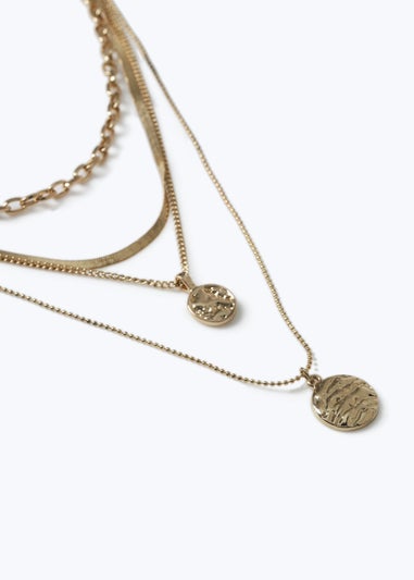 Muse Gold Coin Multirow Necklace