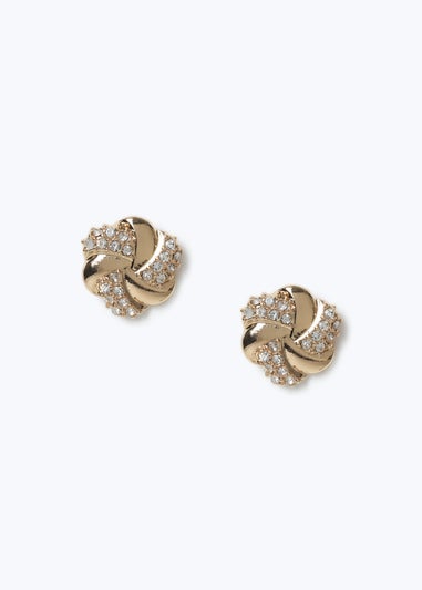 Muse Gold Crystal Twist Stud Earrings