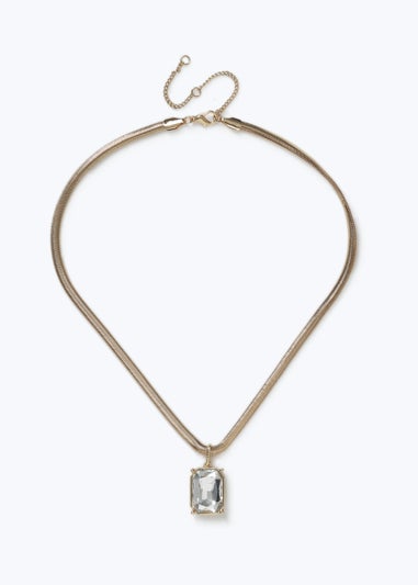 Muse Gold Square Crystal Snake Chain Necklace