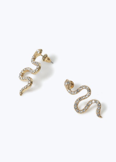 Muse Gold Crystal Snake Earrings