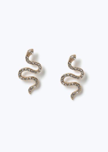 Muse Gold Crystal Snake Earrings