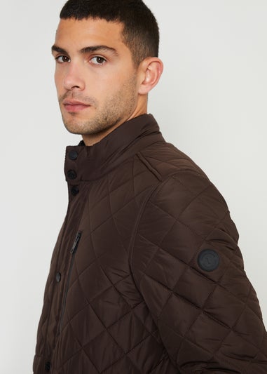 Threadbare Chocolate Showerproof Quilted Patch Pocket Jacket