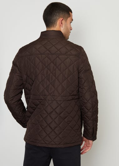 Threadbare Chocolate Showerproof Quilted Patch Pocket Jacket