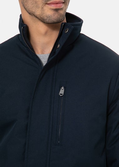 Threadbare Navy Showerproof Funnel Neck Lightweight Mac