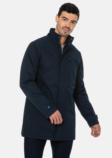 Threadbare Navy Showerproof Funnel Neck Lightweight Mac