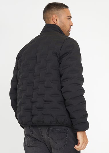 Threadbare Black Quilted Funnel Neck Padded Jacket