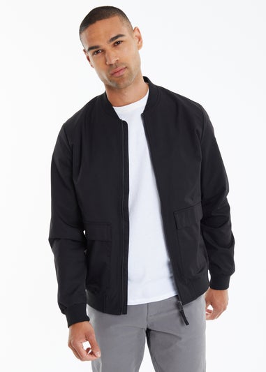 Threadbare Black Utility Pocket Bomber Jacket