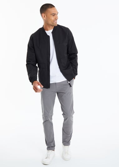 Threadbare Black Utility Pocket Bomber Jacket