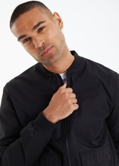 Threadbare Black Utility Pocket Bomber Jacket