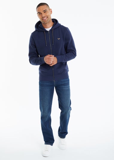 Threadbare Navy Zip Through Hoodie