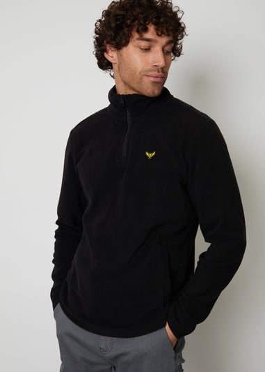 Threadbare Black Quarter Zip Fleece Sweatshirt