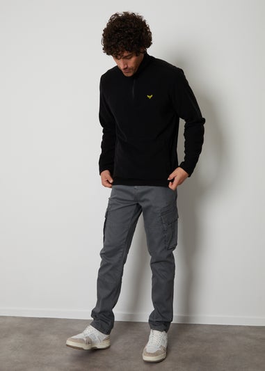 Threadbare Black Quarter Zip Fleece Sweatshirt