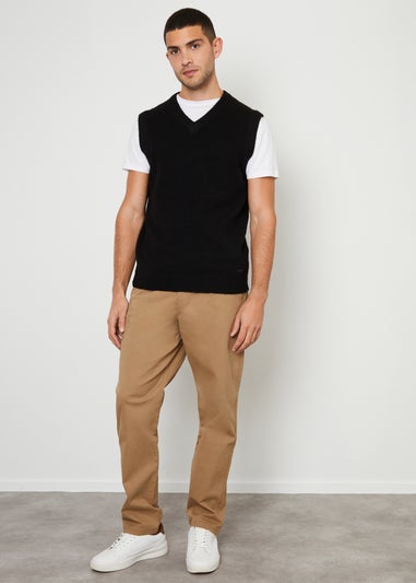 Threadbare Black V-Neck Knitted Vest
