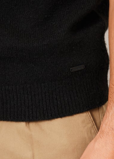 Threadbare Black V-Neck Knitted Vest