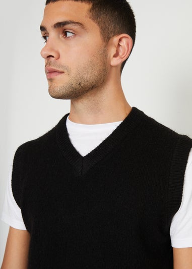 Threadbare Black V-Neck Knitted Vest