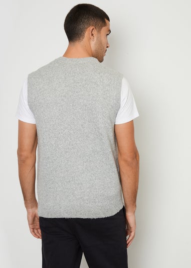 Threadbare Grey V-Neck Knitted Vest